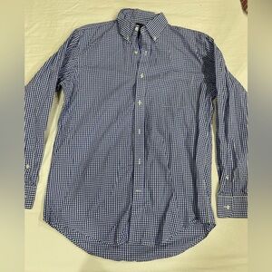 Lands' End Men's Blue Gingham Button Down Shirt